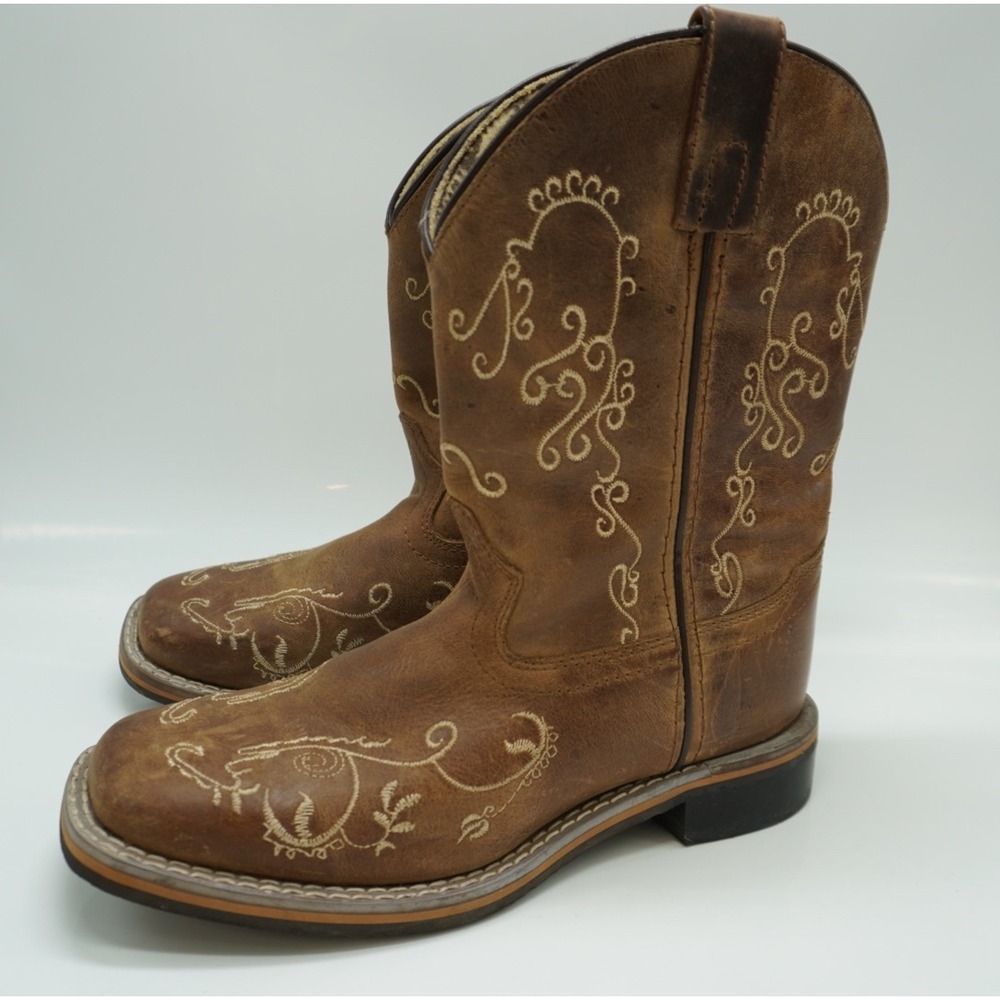 Smoky Mountain Boots Girls Brown Leather Embroidered Western Boots Size 3R